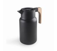 Lacor - 62598 - Thermo Jug WOOD BLACK, Thermos pour liquides, Garde froid et chaleur, Polypropylène, Double paroi avec couche de verre à l’intérieur, Bouchon isolant, Contenance: 1 L, Noir