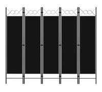 6271)Elégant* Cloison de séparation magnifique,Brise-Vue Paravent Interieur 5 panneaux Noir 200x180cm,200 x 180 cm CHIC