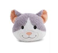62975 Coussin Chat Felli, 35 x 30 cm, Gris, Moelleux pour Enfants et Adultes, en Peluche, idéal pour la Maison, la Maternelle ou Les déplacements