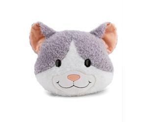 62975 Coussin Chat Felli, 35 x 30 cm, Gris, Moelleux pour Enfants et Adultes, en Peluche, idéal pour la Maison, la Maternelle ou Les déplacements