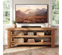 63" Solid Wood TV Stand Heavy Duty 2-Tier Media Console for 55-75 inch TVs