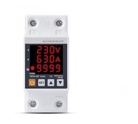 63A 230V 3IN1 Display Din rail adjustable over under voltage surge protector relay over current protect Kwh Power watt Meter MQXFCZUX