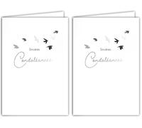 64-1098 Carte Sincères Condoléances Argenté Envol Oiseaux Colombes Paix Illustration Fine et Délicate sur Papier Mat pour écriture intérieur Avec Enveloppe Blanche Format 12x17,5cm Fabriqué en France