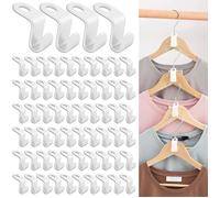 64 Pcs Crochet Cintre, Clip D'extension, Crochets de Connecteur pour un gain de place Mini Cintres en cascade Organisateur (Blanc)