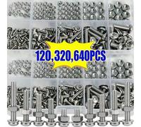 640PCS/320PCS/120PCS Assortiment d'écrous hexagonaux et de boulons - Kit de vis et d'écrous métriques M2 M2.5 M3 M4 M5 Total 320 pièces,Total 120 articles,640 articles au totalAcier au carbone