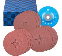 64198001 Lot De 10 Disques En Fibre Corindon 125 Mm A36, 60, 80 Avec Plateau De Support Gt Pour Applications Universelle - Pferd