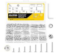 646 Pièces Coffret Boulons et Écrous M3, Vis à Tête Fraisée avec Écrous et Rondelles, Assortiment en Acier Inoxydable pour Réparation et Bricolage, Clé Incluse