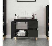 [64919]Cabinet de salle de bain - MEUBLECHIC - Meuble wc/commode SDB - noir 65x33x60 cm bois d'ingénierie,Poids:17.85 Kg