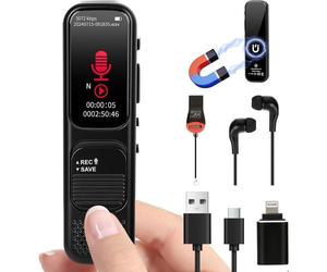 64GB Enregistreur Vocal Numérique/Enregistreur Vocale - 3072 Kbps Numérique avec Activation Vocale, Lecture & Réduction du Bruit