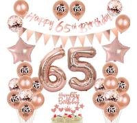 65 ans anniversaire décoration femme, bannière or rose 65 ans anniversaire guirlande 65 ans anniversaire femme ballons 65 ans anniversaire décoration gâteau 65 ans anniversaire 65 ans femme ballon