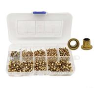 650 pièces Assortiment de rivets creux en laiton 0,9 à 5 mm Kit d'œillets en cuivre pour bricolage réparation du cuir Artisanat Matériel de fixation en métal robuste Montage facile Couleur dorée