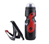 650ML Bouteille d'eau à vélo et porte-bouteille d'eau, Porte-Bidons Vélo Cyclisme Bicyclette Support Bouteille Bottle (noir + rouge)