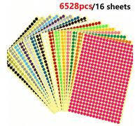 6528pcs/16 Feuilles Autocollants de points colorés, Petites étiquettes de codage de points colorés, Saison de la rentrée scolaire Taille Unique,32 feuillesPapetier
