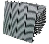 66 dalles de terrasse en WPC gris, dalles à clipser, dalles pour balcon, dalles imitation bois, dalles en plastique, 33 pièces, 30 x 30 cm, composite bois-plastique, bricolage, magasin de bricolage, t