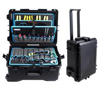 6600 : Coffret à outils robuste – Adapté à une utilisation en extérieur – Monté sur roulettes – 4 niveaux – Station d'outils mobile – Noir