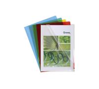 Chemise coin plastique Exacompta A4 PVC lisse 13/100e transparente couleurs assorties - Paquet de 50