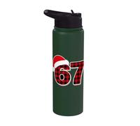 67 Meme Funny Christmas Red Plaid Xmas Pajamas Slang Kids Stainless Steel Insulated Water Bottle