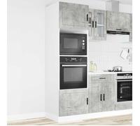 [67732]Armoires de four, MOBILIERCLASSIC,Capacité 70 kg,Meuble bas de cuisine - （2 pcs） Porto gris béton bois d'ingénierie,Poids:54.