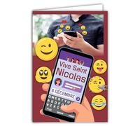 68-1321 Carte Vive Saint Nicolas Bonne Fête 6 décembre Smileys émoticônes Smartphone Tchat en ligne Réseaux Sociaux Garçon Enfant Adolescent Ami Copain - Avec Enveloppe Blanche Format 12x17,5cm