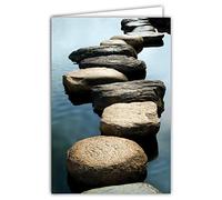 68-4013 Carte intérieur blanc avec Enveloppe - Chemin Pierres sur l'eau Jardin Zen Méditation Repos énergies positives Forces de la Nature Pour Toi Merci Bon Courage Sincères Condoléances