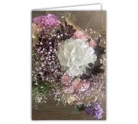 68-4032 Carte Photo Bouquet de Fleurs Hortensia Blanc Rose -Format fermé 17x11,5cm -Intérieur blanc pour écrire votre message vœux souhaits -Livré avec une Enveloppe -Création et Fabrication Française