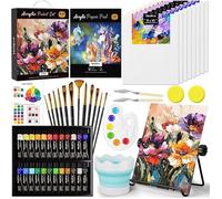 68 Pcs Kit De Peinture, Peinture Acrylique De 12ML X 24 Couleurs, Avec Chevalet De Table, 8 Plaques De Toile 12 PEINTURE AQUARELLE