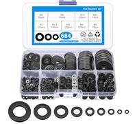 684 Pcs Rondelles Plates Metal, M2 M2.5 M3 M4 M5 M6 M8 M10 M12 Rondelles pour Gonds de Porte, Noires Rondelle de Blocage Plates Métal, Rondelle Joint Plomberie Assortiment Kit