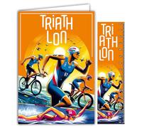 69-1012 Carte TRIATHLON NATATION VÉLO COURSE À PIED avec Enveloppe 12x17,5cm Pour sportif sportive champion(ne) ou supporter Cyclisme Collection Passion Sports - Fabriqué en France