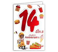 69-2114 Carte Joyeux Anniversaire 14 ans Ados Garçon Fille - Scooter Vespa Cadeaux