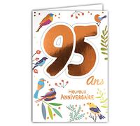 69-2145 Carte Anniversaire 95 ans Homme Femme - Fruits Vitamines Santé Fleurs Oiseaux
