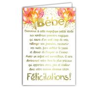 69-3049 Carte rose FÉLICITATIONS NAISSANCE BÉBÉ FILLE mots en dorure OR doré qui brille ; Livrée avec enveloppe assortie ; Format Carte fermée 11,5x17cm ; Fabriqué en France ;