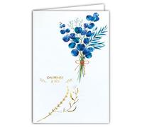69-3148 Carte Courage On pense à toi pour Homme Femme Bouquet de Feuilles Eucalyptus Peinture Aquarelle -Finitions Dorure Or Doré + Gaufrage en Relief +1 Enveloppe Format 12x17cm -Fabriqué en Europe