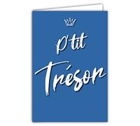 69-8019 Carte P'tit Trésor Couronne Garçon Naissance Baptême Anniversaire Fête Bébé avec Enveloppe Format 12x17,5cm Papier 300gr issu de forêts gérées durablement Brillant Fabriqué en France