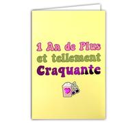 69-9030 Carte ANNIVERSAIRE 1 An de Plus pour Belle Jolie Jeune Fille Femme Craquante Rose Fuchsia Brillant Pop-corn Croquant Cerises Cœur +Enveloppe 12x17,5cm Création Impression Fabrication Française