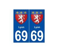 69 Lyon blason autocollant plaque stickers ville - Angles : droits