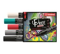[693/5-01] STABILO Etui carton 5 marqueurs pointe large FREE acrylic T800C Se...