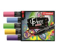 Marqueur stabilo seaside free acrylic toutes surfaces t800 pointe large biseautee set 4 coloris assortis coffret 5 uni