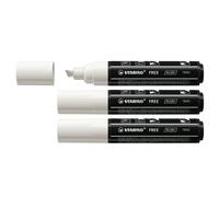 STABILO Lot de 3 Marqueurs pointe large FREE acrylic T800C 4-10mm blanc