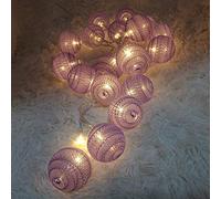 6cm Guirlande Lumineuse Boule Coton, DOTBUY Decoration Noël, LED Guirlande Lumineuse à Piles, Enfant, Festival, Chambre Mariage Décorations (Rêve violet,3.3M/20LED)