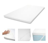 6cm Surmatelas à mousse Memory HWC-E63, Couvre-matelas, housse 140x200cm mousse visco Blanc