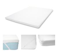 6cm Surmatelas en mousse à froid HWC-E63, Couvre-matelas, housse de matelas 180x200cm Blanc