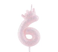 6e Bougies d'anniversaire Paillettes Violet Couronne, Bougie de Nombre d'anniversaire Violet Clair pour Décorations de Gâteau de Mariage d'Anniversaire de Fête Heureuse Fournitures de Filles