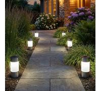 Set 6 Lampes Solaires LED Wegeleuchten Acier Inox 3 V IP44 Argent Blanc 23,5 cm