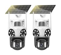 6K Caméra de Surveillance WiFi Extérieure sans Fil,à Triple Objectif Camera Solaire Extérieur avec Panneau,Vision Nocturne,Suivi Automatique,360° PTZ Sécurité à Domicile,Audio Bidirectionnel,2 Pack