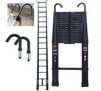 6M Échelle Télescopique Échelle Pliable Multifonction Echelle de Toit de Grenier avec Crochet de Suspension, Aluminium, Noir , Telescopic Ladder-6.2m