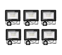6PACK - Projecteur LED détecteur de mouvement 30W,3000LM Projecteur LED Exterieur Avec Detecteur Blanc Chaud(3000K) Imperméable IP66 Projecteur LED exterieur de sécurité pour, garage, couloir