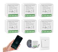6PC Interrupteur WIFI, Smart Interrupteur Connecté Compatible avec Alexa | Alexa Interrupteur Lampe avec Tuya Smart Life APP, Montage Encastré Dans le Socle, Conducteur Neutre Nécessaire