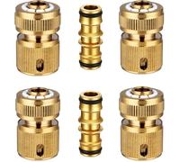 6PC Raccords Rapide Tuyau d'arrosage en Laiton, Rapide Raccord Connecteurs pour Tuyau d’arrosage dans Le Jardin 1/2"" Quick Connector