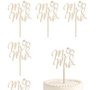 6pcs/3pcs/1 pièce-Du "Miss" Au "Mrs" Décoration de Gâteau, Décoration de Gâteau de Mariage en Bois, Étiquette de Décoration de Fête de Fiançailles, Décoration de Gâteau de Mariage, Incluant le Design 