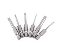 6pcs 50mm 2.0-6.0mm Tête plate embout fendue embouts de tournevis ensemble alliage magnétique 0,25"hexagonale fendue tournevis embouts